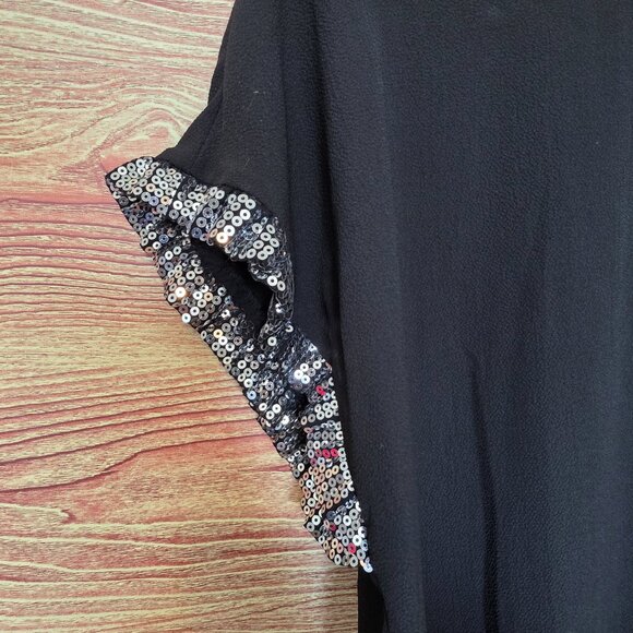 Michael Kors Black Sequin-Trim Blouse – Size XL - Picture 2 of 5